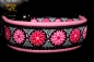 dogs-art Daisy Dot Easy Release Alu Buckle Leather Collar - pink/black/pink
