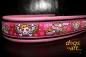 dogs-art Pinky Skulls Martingale Leather Collar - pink/black/pink