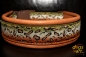dogs-art Cheetah Easy Release Buckle Leather Collar - pumpkin brown/black/cheetah olive