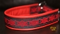 dogs-art Celtic Knot Martingale Leather Collar - fire red/black/celtic knot red