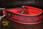 dogs-art Celtic Knot Martingale Leather Collar - fire red/black/celtic knot red
