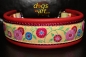 dogs-art Sunshine Flower Martingale Chain Leather Collar - red/burgundy/yellow