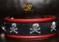 dogs-art Skulls Martingale Leather Collar - red two toned/black/skulls black-silver