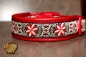 dogs-art Pinwheel Zinnia Easy Release Buckle Leather Collar - red/red/red
