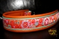 dogs-art Crazy Flower Martingale Chain Leather Collar - tangerine/mint/crazy flower
