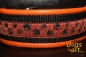 dogs-art Paw Prints Easy Release Alu Buckle Leather Collar - tangerine/black/paw prints