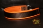dogs-art Beautiful Plain Martingale Chain Leather Collar - tangerine/brown