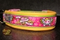 dogs-art Pinky Skull Easy Release Buckle Leather Collar - yellow/kiwi/pink