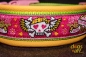 dogs-art Pinky Skull Easy Release Buckle Leather Collar - yellow/kiwi/pink