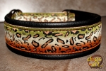 dogs-art Cheetah Martingale Leather Collar - black/sand/cheetah olive
