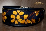 BIG-dog by dogs-art Flower Easy Release Metal Buckle Leather Collar - dark blue/yellow/blue