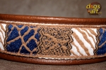 dogs-art Safari Martingale Chain Leather Collar - dark brown/white/blue