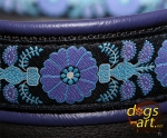 dogs-art Heartflower Martingale Leather Collar - electric purple/black/heartflower
